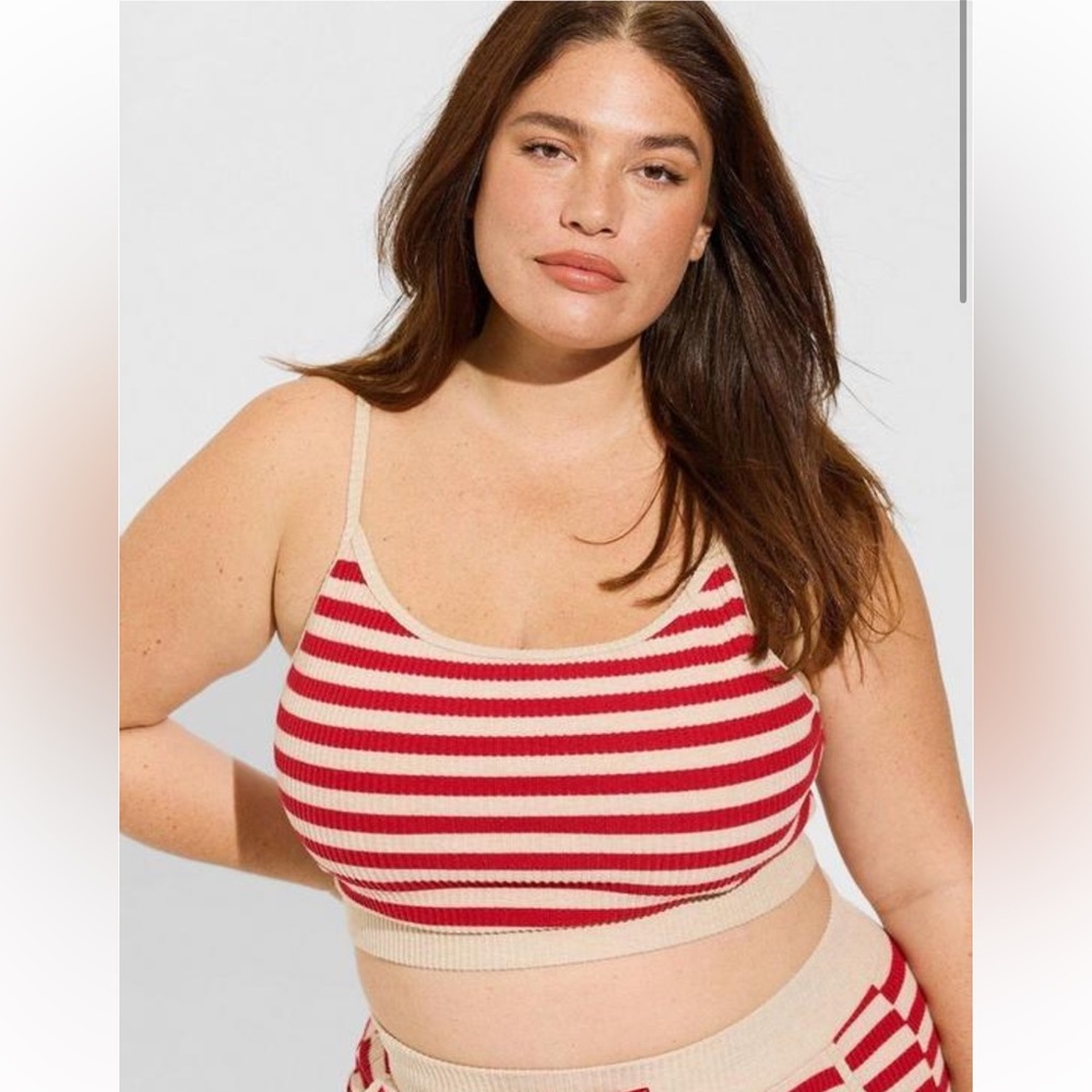 Torrid Red and Cream Striped Bra